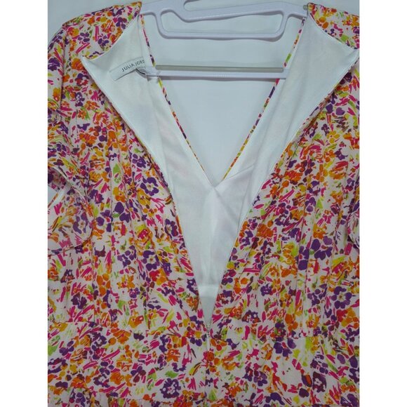Julia Jordan Floral Ruffle Maxi Dress Women( 8) Multicolor V Neck Short Sleeve. - Picture 10 of 14